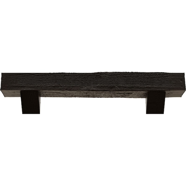 Kit W/ Breckinridge Corbels, Premium Walnut, 8H X12Dx60W Rough Sawn Faux Wood Fireplace ManteL